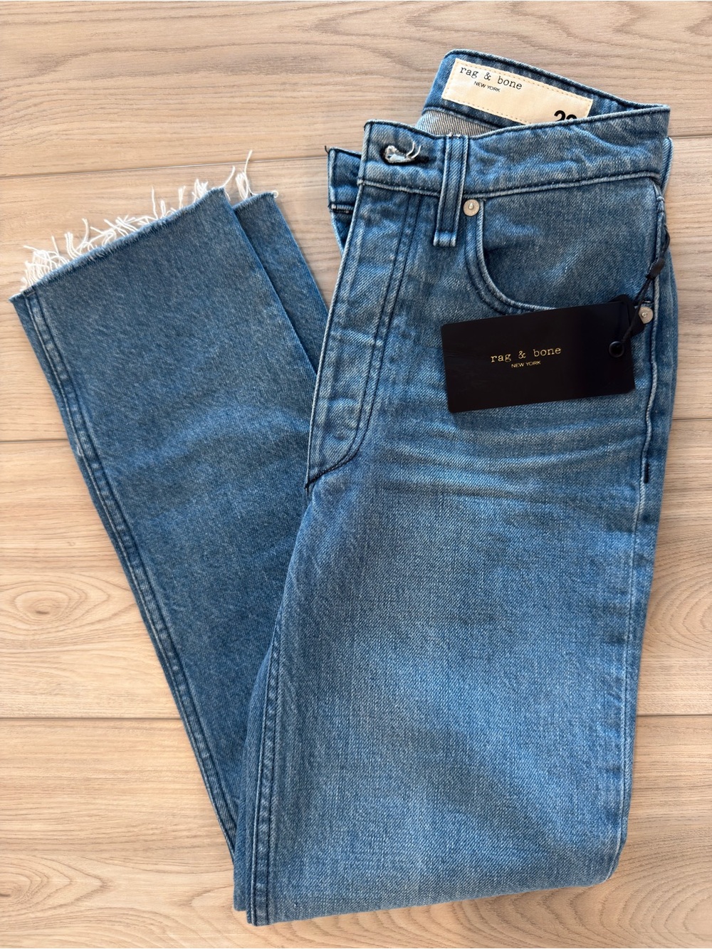 rag & bone High-rise Ankle Cigarette Blue Jeans in Color Poppy